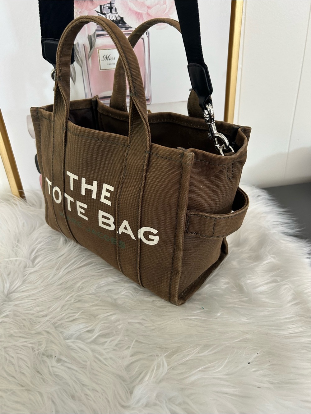 Marc Jacobs The Small Tote Bag Brown Canvas Crossbody Satchel Shoulder Bag - Picture 7 of 14